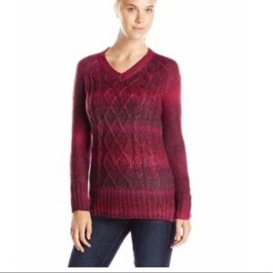 Prana Leisel Plum Gradient Striped Pink Chunky Cable Knit Sweater Medium